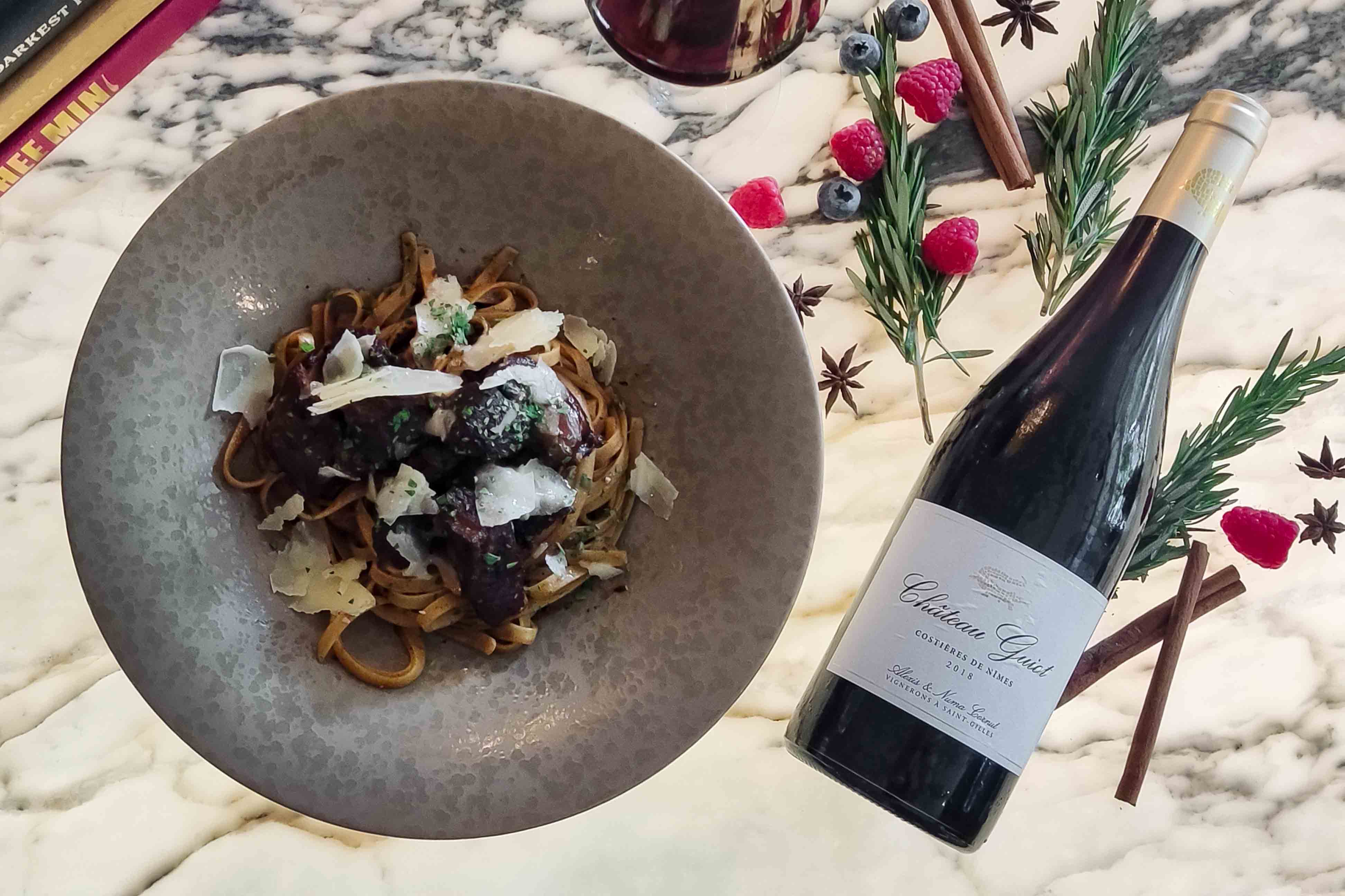 4 WagyuBeefPasta with ChateauGuiotCostieresDeNimes